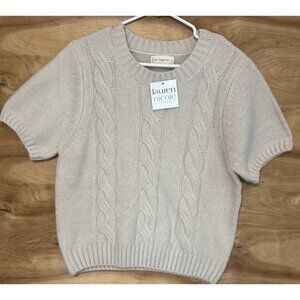 NWT Lauren Nicole Woman M Wool Blend Cable Knit Sweater Short Sleeve By Together